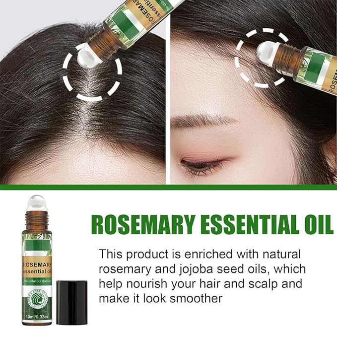 Rosemary Hair Care Gift Set with Essential Oil,Spray and Roller,Rosemary Hair Oil Kit for Strengthening,Nourishing,Scalp Care,Restoration Damaged Hair and Hair Thickness,Gift Box Packaging