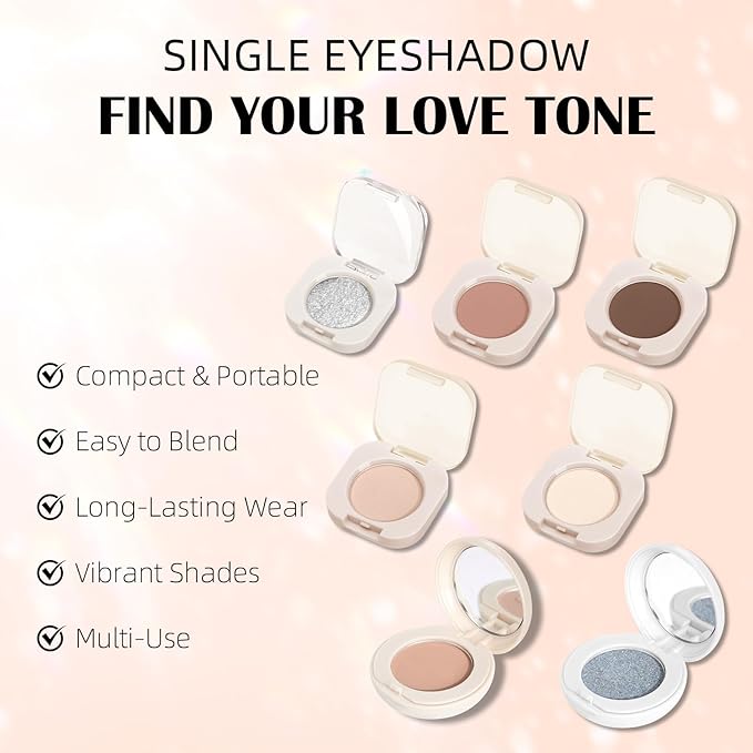 Single Matte Eyeshadow Palette, Nude Brown Eye Shadow Makeup for Women, Smooth Eye-Shadow Powder with Lightweight & Blendable Formula for Daily Eye Shadow Palette Fairy Makeup #06