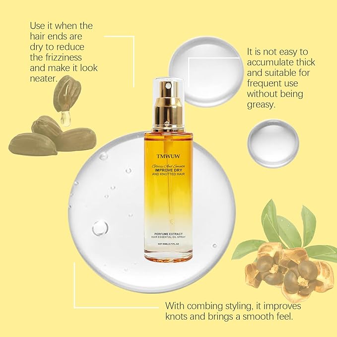 Conditioning Oil Spray,Clear Hair Spray for Dry and Frizzy Hair,Leave-in Hair Conditioning Oil with Jojoba Oil and Shea Butter，Detangling, Styling and Hydrating (2PS)