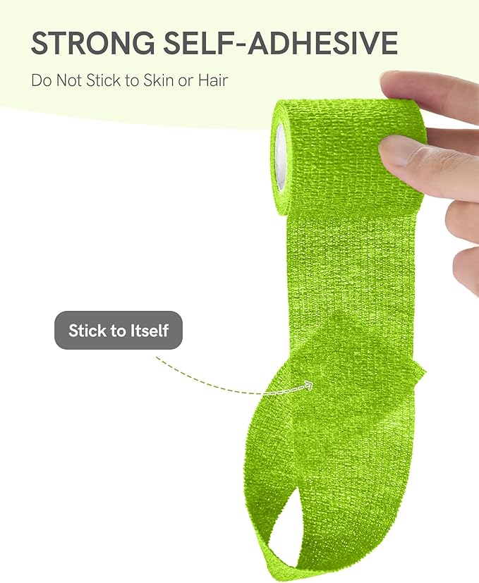 FriCARE Self Adhesive Bandage Wrap, Medical Tape in First Aid Kit, Cohesive Bandages for Wounds Sport Vet, 2 inches X 5 Yards 6 Rolls, Jubilee Spark