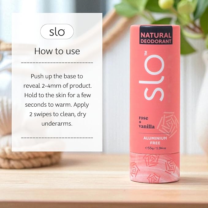 Slo | Sensitive Skin Natural Deodorant - All Natural Ingredients, Vegan & Cruelty Free, Paper Packaging | Rose + Vanilla & Lavender + Jasmine & Lime + Bergamot - 3 Pack (3 x 1.94 Oz)