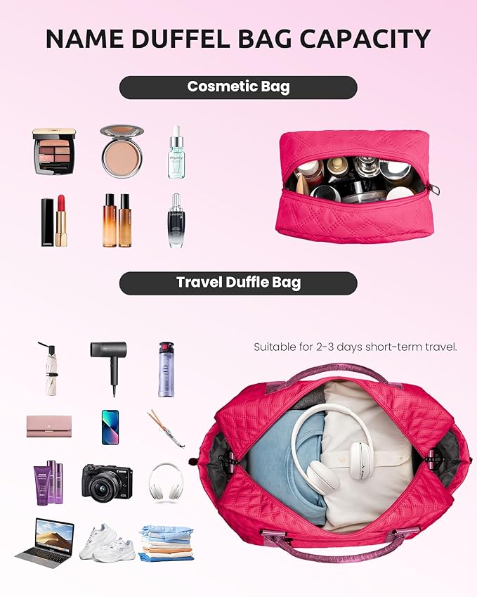 Gifts for Teen Girls 16-18, Birthday Gift-Initial Travel Bag with Shoe Compartment, Personalized Weekender Bag, Monogram Overnight Bag for Women, Letter Travel Bag with Makeup Bag (Letter N)