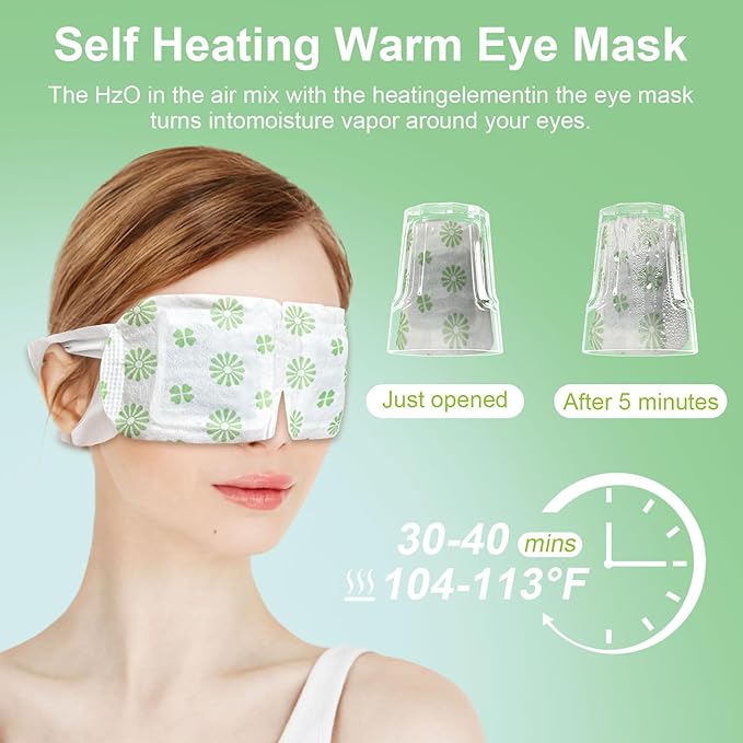 30 Packs Steam Eye Mask, Unscented Steam Eye Masks Disposable, Self-Heating Relief Heated Eye Mask for Fatigue, Perfect for Home, Sleep, Spa & Travel