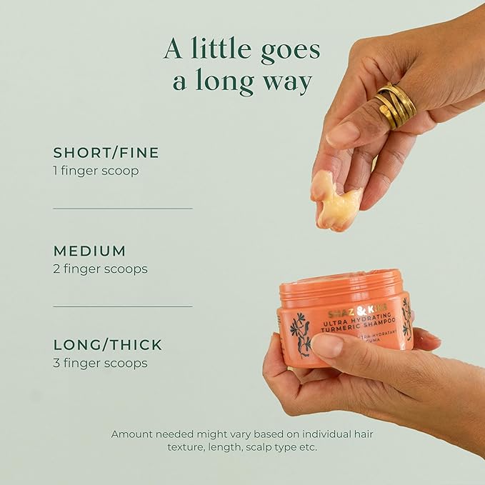 SHAZ & KIKS Ultra Hydrating Turmeric Shampoo | Deeply Moisturizing for Dry, Itchy, Flaky or Sensitive Scalp | Ayurvedic Turmeric & Kokum Butter | Natural, Vegan, Sulfate-Free, Color-Safe | 90ml