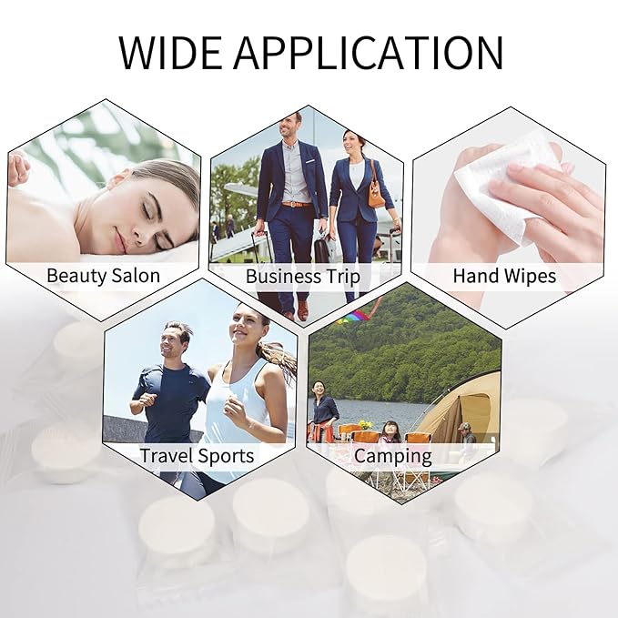 Classycoo Compressed Towel - 200 PCS Mini Tablets Disposable Portable Face Towel Coin Tissue for Travel, Camping, Hiking, Sport,Beauty Wipes, Outdoor Activities Pink+Blue