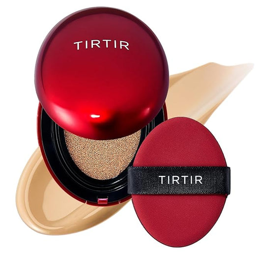 TIRTIR Mask Fit Red Cushion Foundation | Full coverage, Weightless, Skin fit, Satin Glow Finish, Korean Makeup BB Foundation, beauty, Tattoo cover up, Buildable (#28N Oat, 0.63 Fl Oz)