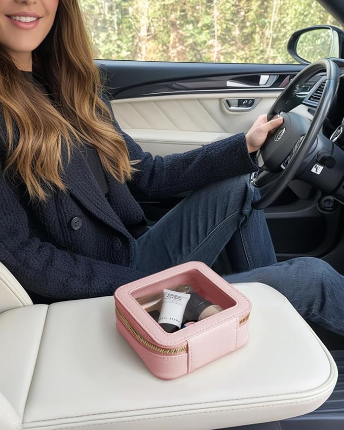 Travel Clear Makeup Bag Set, TSA Approved Cosmetic Bag Case with Zipper Portable Makeup Pouch Toiletry Bag Traveling Cosmetic Organizer Storage Bag Car Organizer Car Essentials