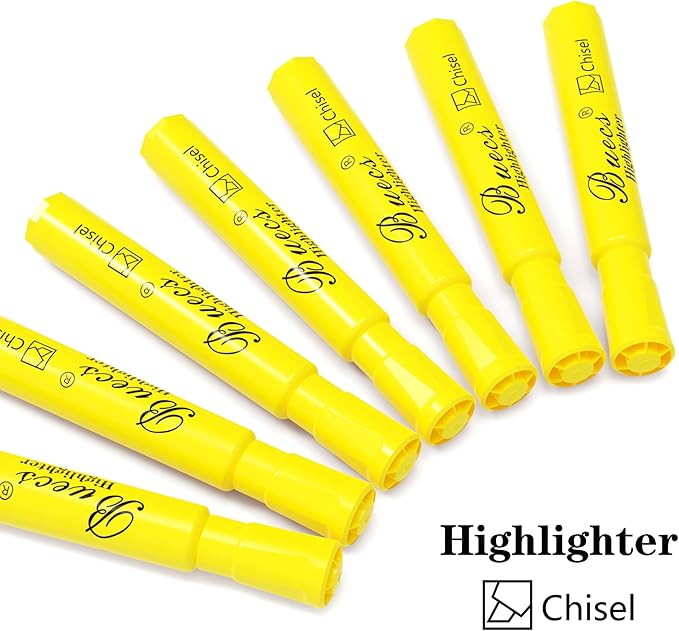 Buecs Highlighters Bulk Pack, 96 Count, Chisel Tip,Fluorescent Yellow, suitable for Adults Highlighting Planner Notes, Office School Supplies