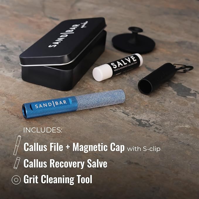 SandBar Callus Removal, Hand Callus Remover Salve Balm Stick for Working Hands, Lightweight Dead Skin Remover Tool Grit Surface, Knurled Handle, Magnetic Cap Hand File 4" - Blue