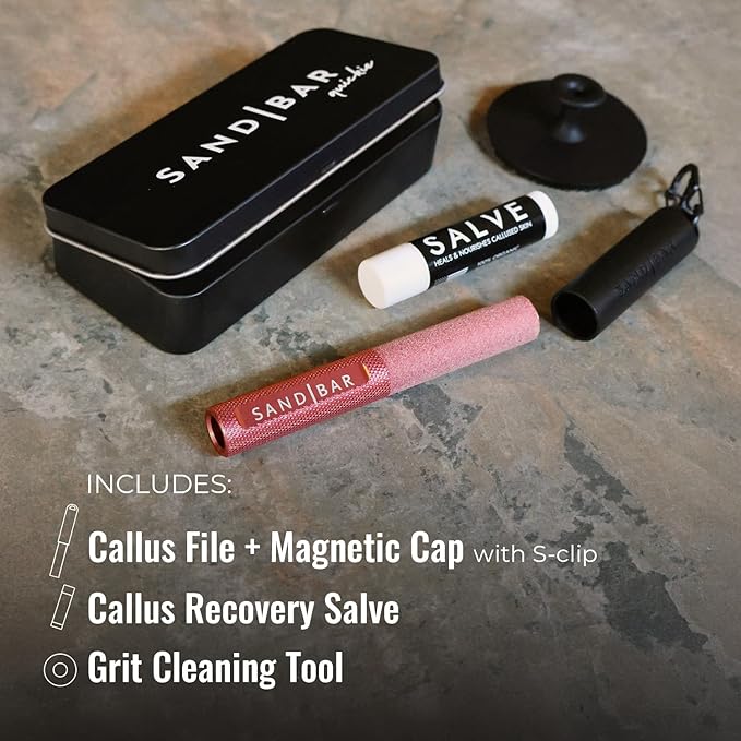 SandBar Callus Removal, Hand Callus Remover Salve Balm Stick for Working Hands, Lightweight Dead Skin Remover Tool Grit Surface, Knurled Handle, Magnetic Cap Hand File 4" - Pink