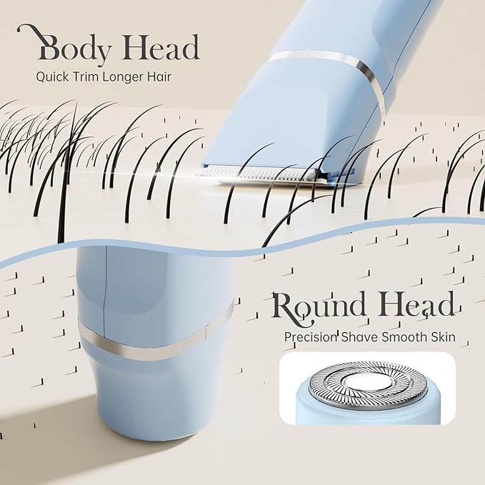 Bikini Trimmer for Women - Body Hair Trimmer Shaver for Women's Grooming, Wet & Dry Use Groomer, Dusk Razor for Women, Ladies Electric Razors for Legs, Female Trimmer for Private Area, Blue