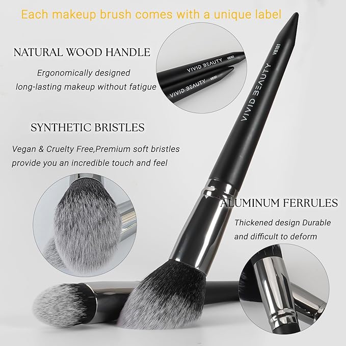 Makeup Brushes, 18 pcs Pro Deluxe Make up Brush Set with Travel Case, Premium Powder Foundation Blending Concealer Blush Eyeshadow Face and Eye Make up Brushes kit with labels for Beginner(Black)