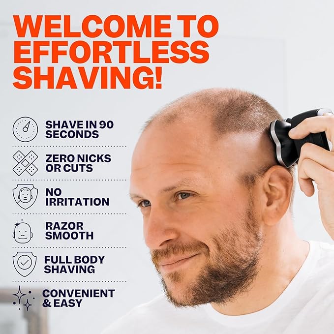 Freebird FlexSeries Electric Head & Body Hair Shaver, Mens Cordless Rechargeable Wet & Dry Skull, Bald Head, Back, Groin Waterproof Razor (FlexSeries Pro, Shaver Kit with Travel Case)