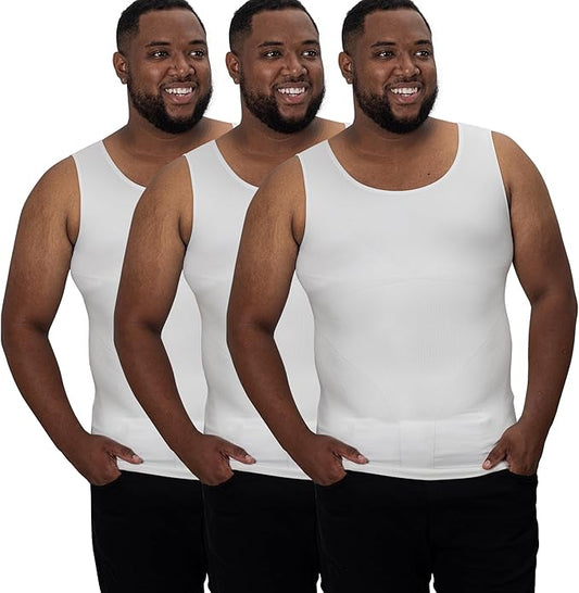 QORE LOGIQ Gynecomastia Compression Shirts for Men - Sleeveless Slimming Undershirts Tummy Control and Body Shaper Tank Top