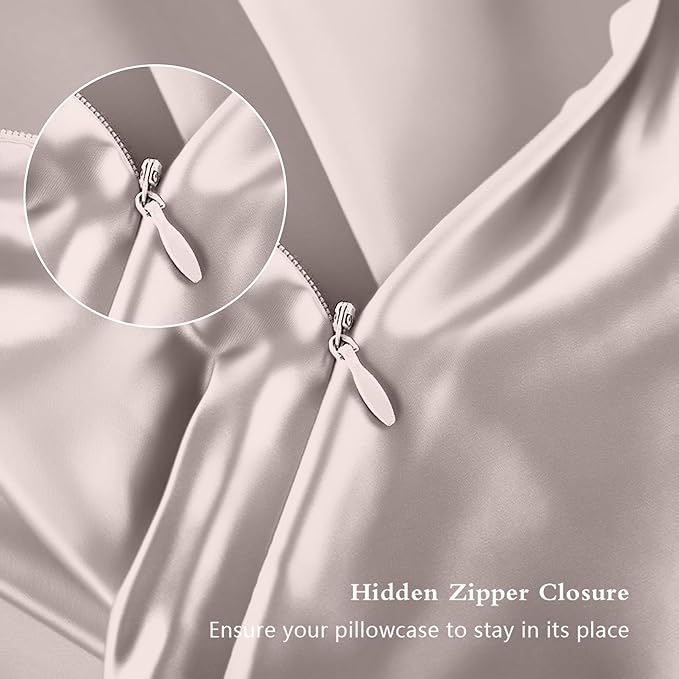 Mulberry Silk Pillow Cases King Size, Silk Pillowcase for Hair and Skin, Both Sides Natural Silk Satin Pillowcase for Sleeping Women with Zipper, Gifts for Women Men, Taupe