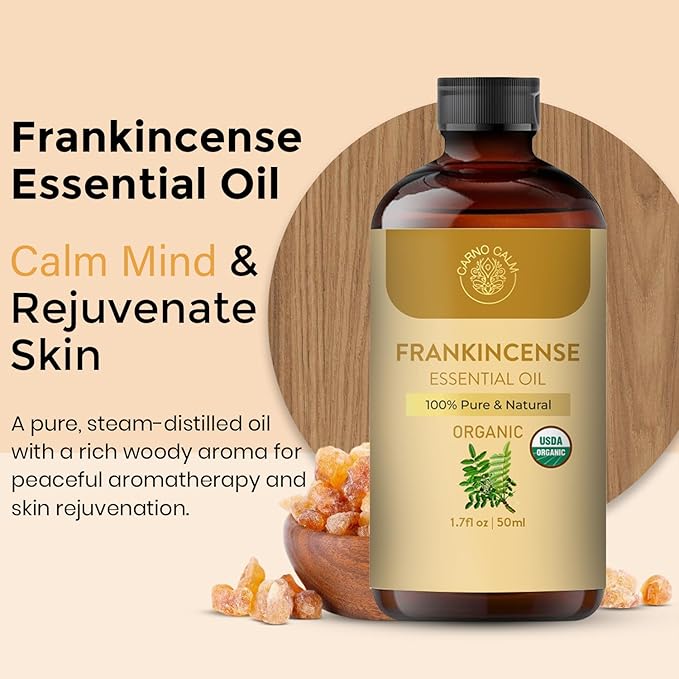 Frankincense Essential Oil | USDA Certified Organic Frankincense Oil | for Skin and Hair | Woody and Earthy Aroma |1.7 fl. Oz