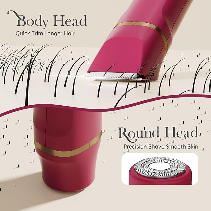 Electric Bikini Trimmer for Women - Waterproof Pubic Hair Trimmer & Facial Shaver, Rechargeable Cordless Electric Razor with Ceramic Blades, IPX7 Shower-Safe for Sensitive Skin, Gift for Her