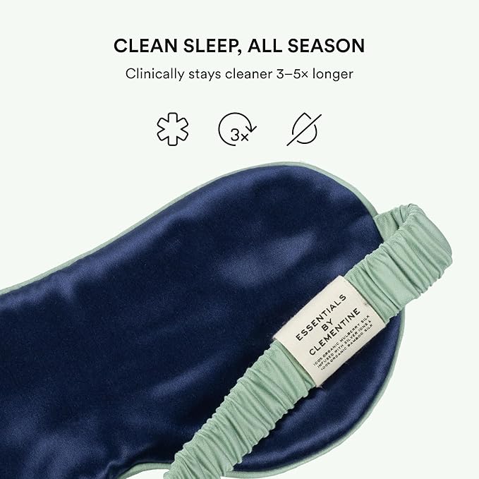 Clementine Mulberry Silk Sleep Mask | Full Blackout Contoured Eye Mask for Sleeping | Organic & Non-Toxic | Oversized Night Blindfold | Hypoallergenic & Frizz-Free Eye Cover for Deep Sleep
