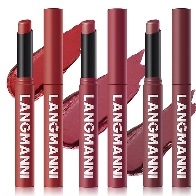 Jolilab 3Pcs Velvet Matte Lipstick Nude Matte Soft Dark Color Stick High Pigmented Long-Lasting Waterproof Lip Stick Lip Balm Beauty Cosmetics Gift for Women（10#+11#+12#