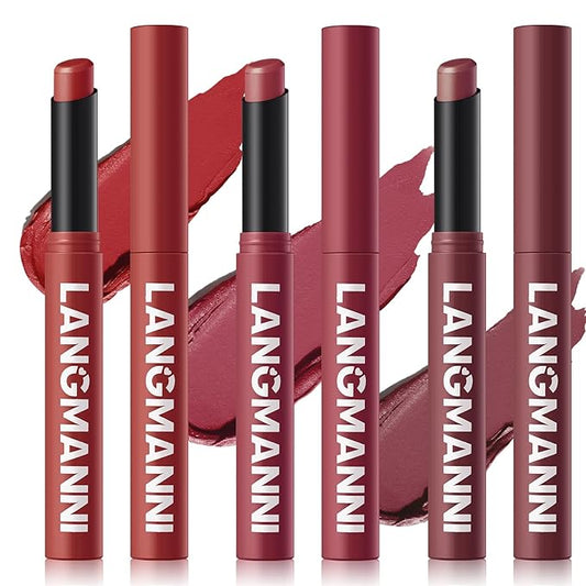 Jolilab 3Pcs Velvet Matte Lipstick Nude Matte Soft Dark Color Stick High Pigmented Long-Lasting Waterproof Lip Stick Lip Balm Beauty Cosmetics Gift for Women（10#+11#+12#