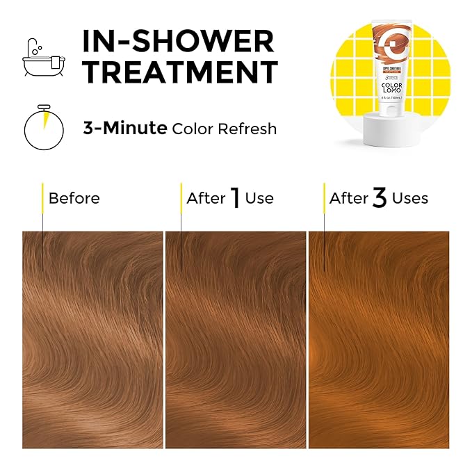 COLORLOMO Semi Permanent Hair Color - 6 oz Color Depositing Conditioner with Shea Butter & Almond Oil- Color Conditioner Depositing Hair Mask - Vegan, Paraben, Ammonia & Sulfate Free -Copper