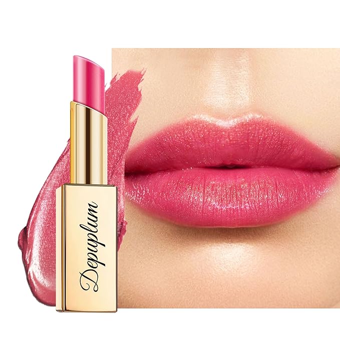 Depuplum Red Lipstick Moisturizing for Women Shimmer Tinted Lip Balm Hydrate Nourish Rasberry Lip Gloss Cruelty Free Lip Makeup, ZG116 Crystal