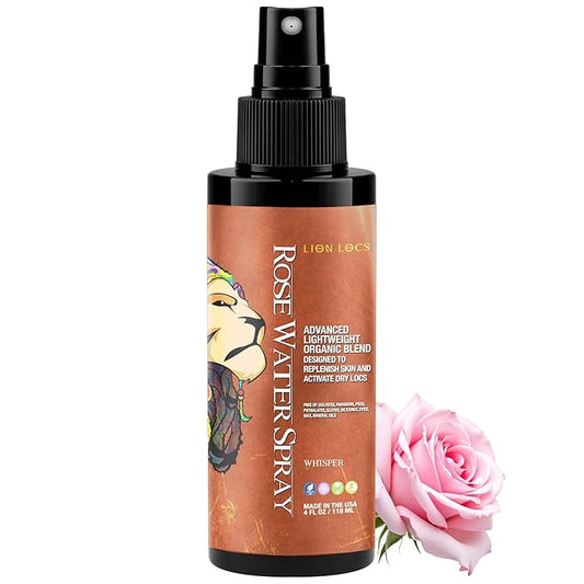 Lion Locs Rosewater Moisturizing Spray for Locs and Skin | Organic Vegan Conditioner Rose Water for All Hair Types