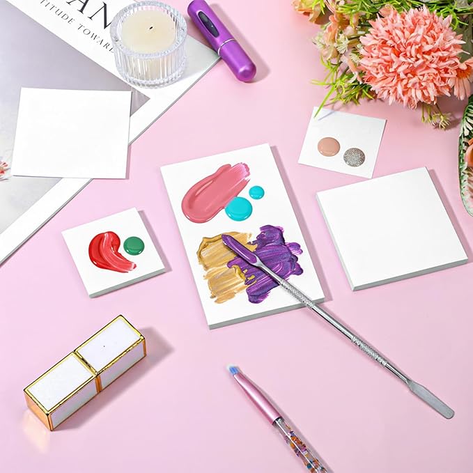 150 Sheets Nail Art Palette Paper, 3 Sizes Disposable Nail Polish Palette Paper with Stainless Stirring Rod Waterproof Makeup Mixing Palettes Papers for Makeup Nails Gel Mixing Home Salon