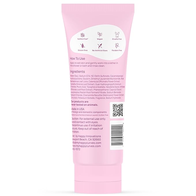 HAPPY CURVES Feminine Wash - pH Balanced Cleanser with Aloe & Vitamin E - Intimate Care for Women - Odor Control, Gentle Daily Vaginal Wash for Sensitive Skin (7 Fl Oz (Pack of 1), Tropical Oasis)