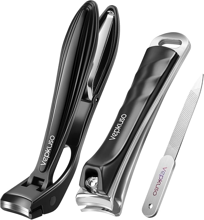 Toenail Clippers&Nail Clippers for Seniors Thick Nails - Professional Nail Clippers Set for Men/Women, Manicure Kit with Angled Head, Stainless Steel Toe Nail Cutter, Gift Idea