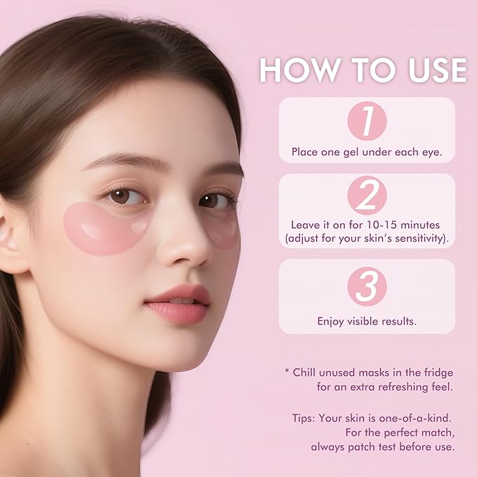 Under Eyes Patches, 40 Pairs Rose Hydrogel Eye Mask for Puffy Eyes and Dark Circles with Rose Essence, Hyaluronic Acid & Niacinamide, Deep Hydrating Eye Treatment for Men & Women