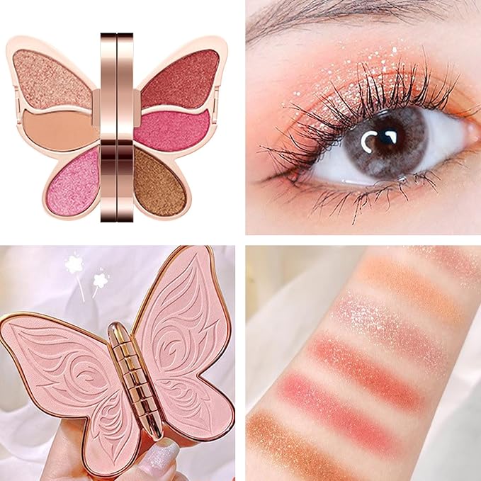 6 Color Eyeshadow, Makeup Eye Palette, Waterproof Matte Glitter, Highly Pigmented Eye Shadow, Colorful Cosmetic Set for Women Girls Daily Evening Party Professional Makeup Look