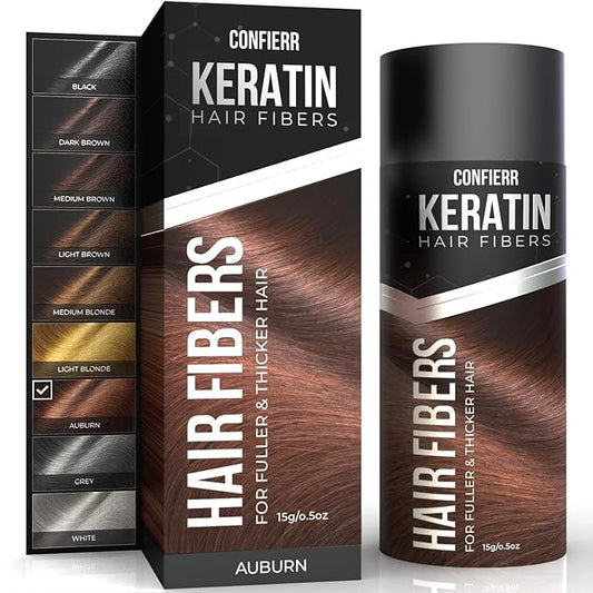 Keratin Hair Fibers for Men & Women - Fill In Fine or Thinning Hair, Instantly Thicker, Fuller Looking Hair (Auburn 15g)
