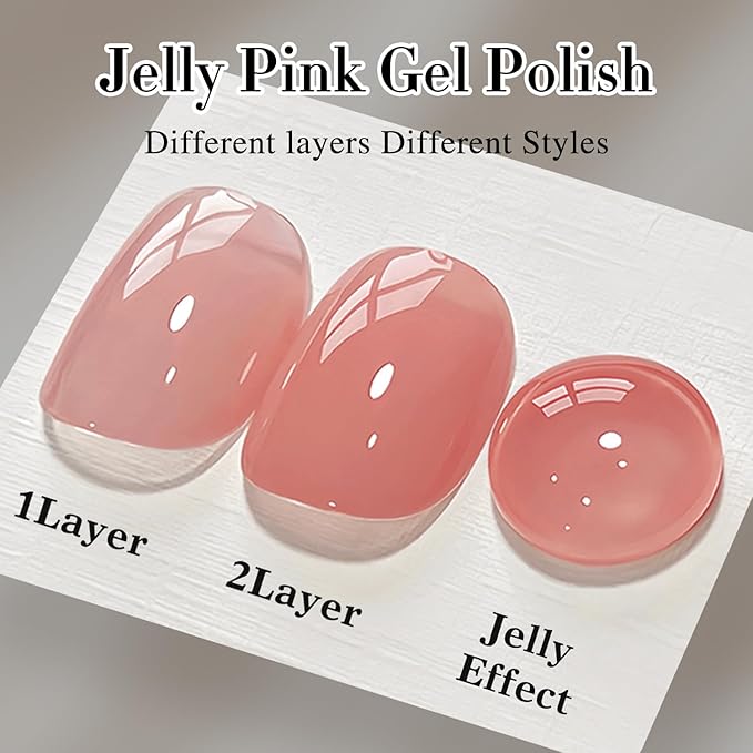 Double Rhythm Gel Polish 15ML Jelly Sheer Pastel Light Milky Color Pearl White Bottle 1 PC 0.5 OZ Full Size Nail Art Salon at Home (Milky Pink Nude-D1321)