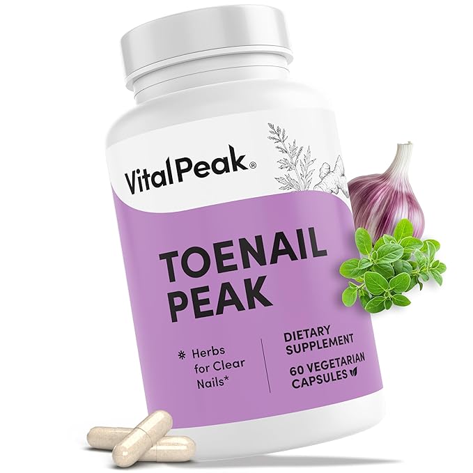 Vital Peak® Toenail Peak - Healthy Nail Support Supplement - Promotes Gut Health & Immune Function - with Olive Leaf Extract, Sweet Wormwood, Oregano, Garlic & More - Gluten-Free - 60 Capsules