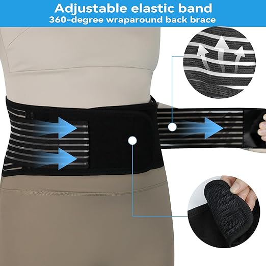 Back Support with Magnet, Tourmaline Magnetic Back Braces for Lower Back Pain Relief, Self Heating & Soothing Waist Band, Lumbar Support Belt for Herniated Disc/Sciatica (Medium)