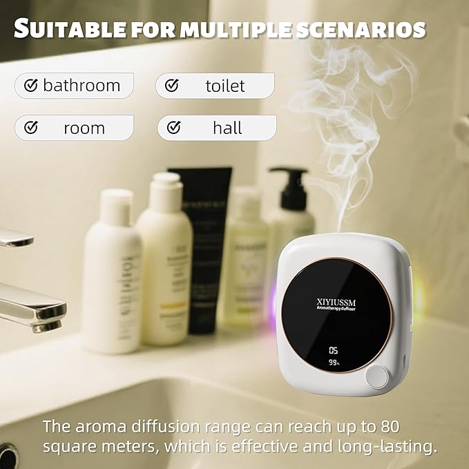 Waterless Essential Oil Diffuser for Home Office Travel Ultrasonic Aromatherapy Small Cordless Diffuser with 7 Mist Modes for Bedroom Bathroom Hotel Car Portable Air Freshener & Scent Machine