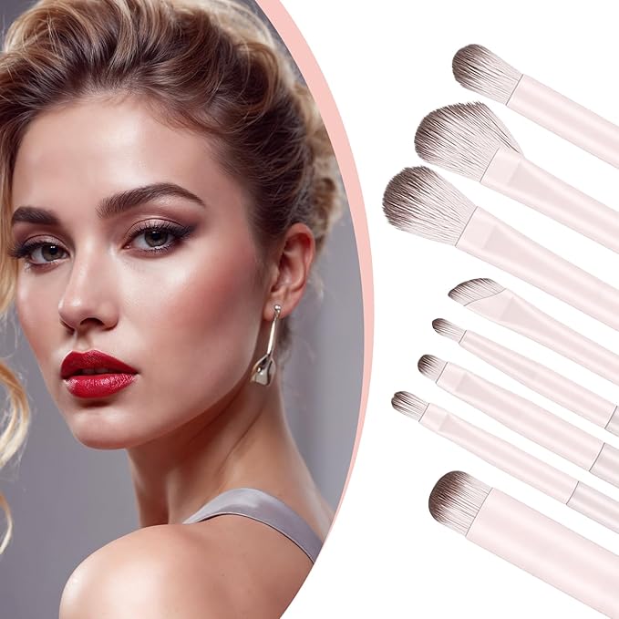 Eyeshadow Brush Set, 8 Pcs Premium Eye Makeup Brushes Professional Eye Shadow Brushes Set with Soft Hairs for Eyeliner Eyebrow Blending Highlight Brush Light (Pink)