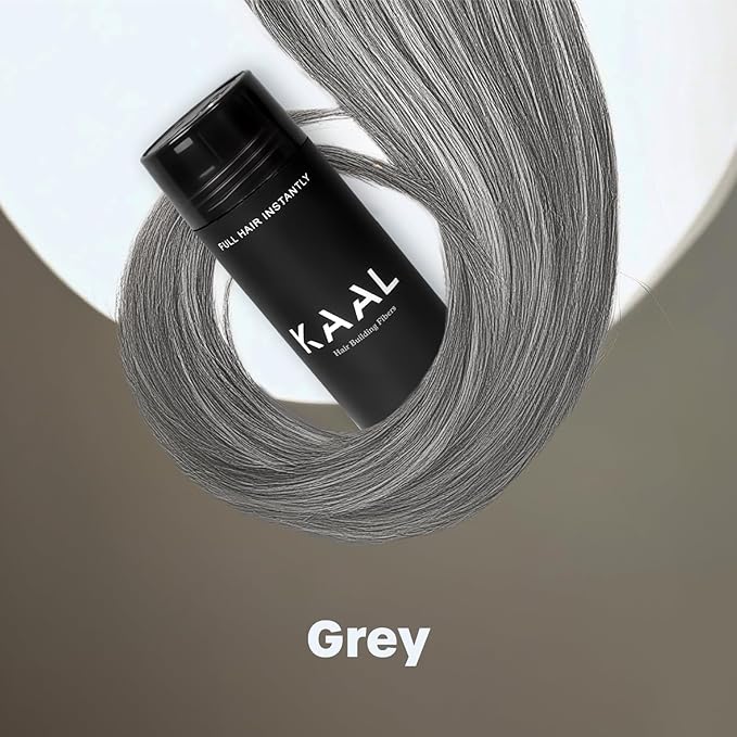KAAL Hair Fiber for Thinning Hair, Instantly Transforms Your Hair Loss, User-Friendly Styling Powder for Men & Women, Suitable for All Hair Types, Natural Looking, Long Lasting, 0.97 oz, Gray