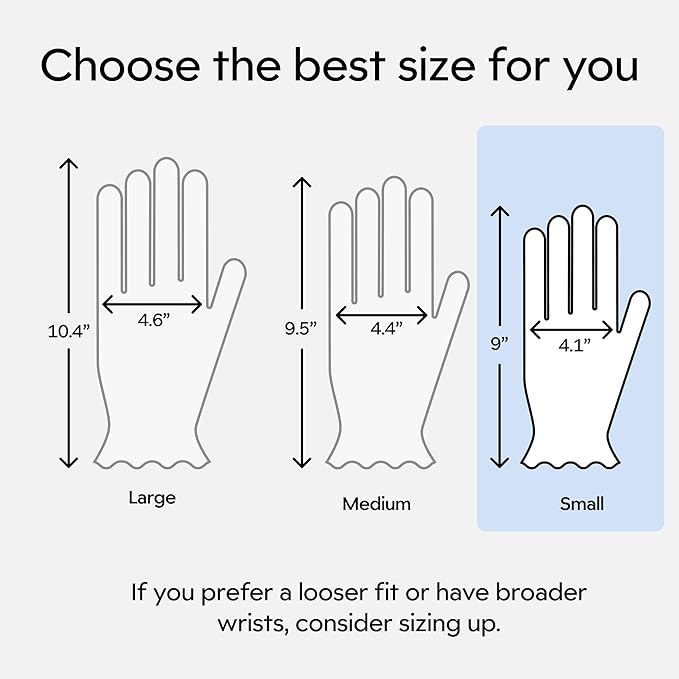 Clearbody Organics 100% Organic Cotton Gloves - 5 Pairs, Small, White - DIY Hand Spa - Hand Moisturizing Gloves for Sensitive Skin - Cotton Liners for Daily Tasks