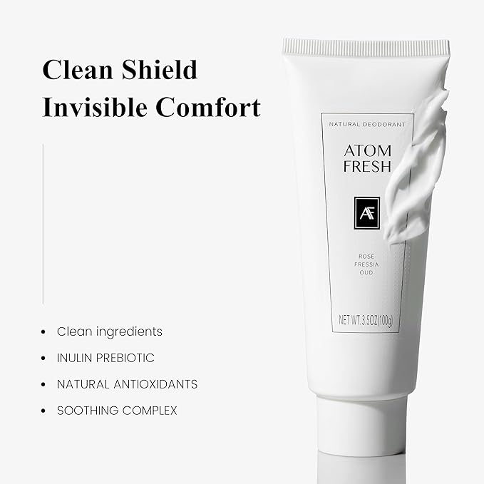 Atom Fresh Deodorant for Women, Natural Deodorantcream with 72-Hour Odor Control, Aluminum Free Deodorant for Sensitive Skin, Baking Soda Free with Amino Acids & Probiotics, Comfy Woody, 3.5 oz