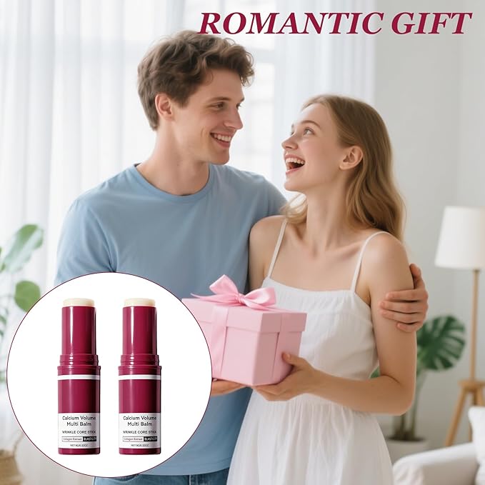 2PCS Calcium Multi Balm, Calcium Volume Multi Balm, Korean Wrinkle Core Stick,Collagen Moisturing Stick, Anti-aging, Hydrating, Firming Skin, Almond & Vitamin E for Lip Balm Eye Cream