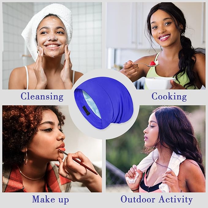 Fittia Satin Hair Bonnet for Sleeping, Silky No Frizzy for Curls Care, Adjustable Strap for Non-Slip, Dreadlocks Cap for Women&Men Dark Blue