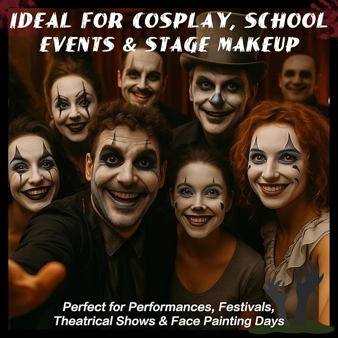 BOBISUKA Grey Face & Body Paint Stick Water-Based Washable Face Paint Makeup Stick for Halloween Skeleton, Skull, Zombie, Vampire, Cosplay, SFX, Sports Eye Black & Costume Party