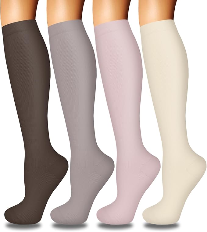 Iseasoo 4 Pairs Compression Socks for Women Circulation-Best Support for Nurses,Running,Athletic,Travel