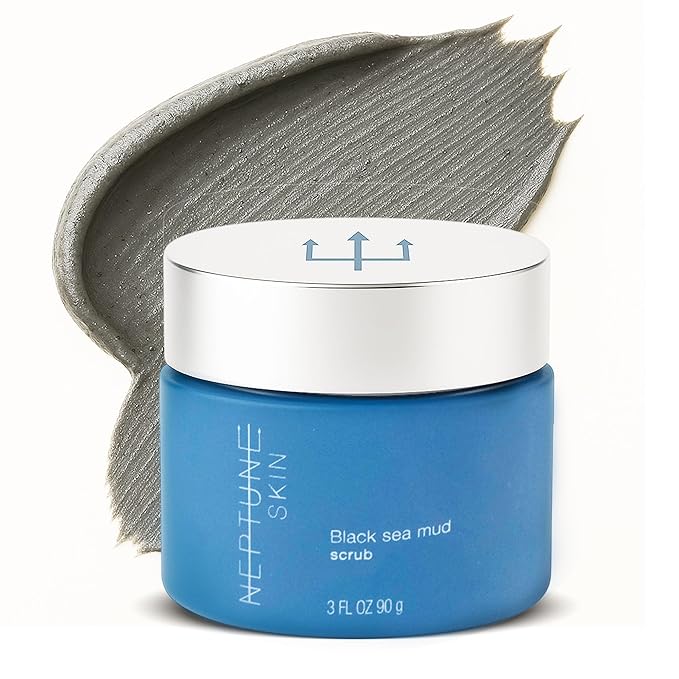 Neptune Black Sea Mud Scrub 3 Fl Oz | Deep Cleansing & Exfoliating Face Scrubber for Acne, Razor Bumps & Redness | Hydrates & Soothes Skin with 100% Natural, EWG Verified Ingredients