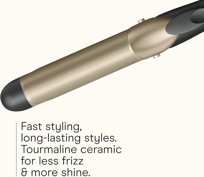 Infiniti PRO CONAIR Tourmaline Ceramic 1¼ Inch Curling Iron, 1¼-Inch Barrel Digital Hair Curler, Produces Loose Curls, 5 Heat Settings, for Use on Medium and Long Hair, Dark Grey
