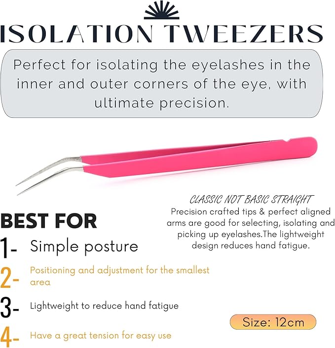 My Lash Tools New Isolation Lash Tweezers For Eyelash Extensions Best for Individual Isolation & Classic Lashes Japanese Stainless Steel Lightweight Precision Lashing Twisers (MattePInkJPs)