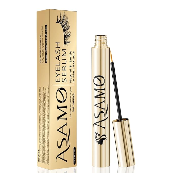 BRIGHT GOLD Eyelash Growth Serum – 15 Plant Extracts for Longer, Denser & Robust Lashes, Boosts Natural Lash Development, Enhances Natural Beauty, Hypoallergenic & Oil Free