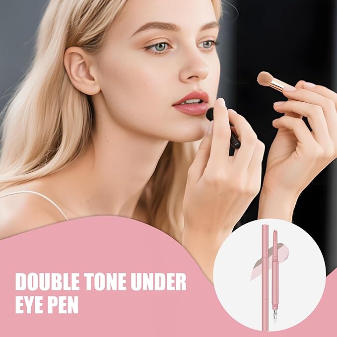 Under Eye Highlighter - Double Ended Contour, Soft Cream Shimmer, Beauty Glow Pencil | Lightweight Silky Blend Formula Creates Luminous Feature Definition for Women Daily Makeup